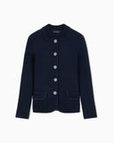 Blazer in striped ottoman fabric with front flap pockets