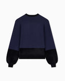 Crew neck pullover with checkered inlay graphic and logo