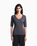 Slim-fit shirt in jacquard jersey with chevron pattern