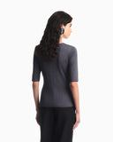 Slim-fit shirt in jacquard jersey with chevron pattern