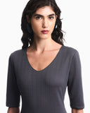 Slim-fit shirt in jacquard jersey with chevron pattern