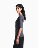 Slim-fit shirt in jacquard jersey with chevron pattern