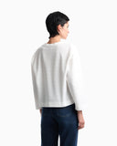 Crew neck cotton jacquard jumper with a chevron pattern