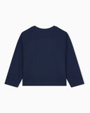 Crew neck cotton jacquard jumper with a chevron pattern