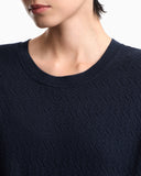 Crew neck cotton jacquard jumper with a chevron pattern
