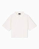 Short-sleeve shirt with double collar and chevron pattern