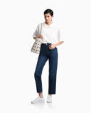 Short-sleeve shirt with double collar and chevron pattern