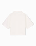 Short-sleeve shirt with double collar and chevron pattern