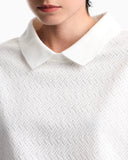 Short-sleeve shirt with double collar and chevron pattern