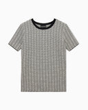 Short-sleeve jumper in geometric jacquard jersey