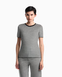 Short-sleeve jumper in geometric jacquard jersey