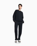 Double-face interlock sweatshirt with tube trim and logo