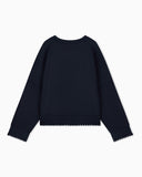 Double-face interlock sweatshirt with tube trim and logo