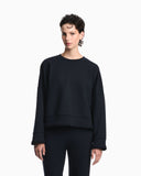 Double-face interlock sweatshirt with tube trim and logo