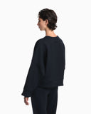 Double-face interlock sweatshirt with tube trim and logo