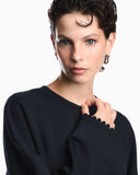 Double-face interlock sweatshirt with tube trim and logo