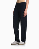 Straight leg trousers in double-face interlock with pockets