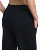 Straight leg trousers in double-face interlock with pockets