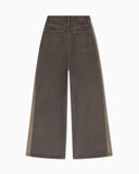 Five-pocket wide-leg denim pants with relaxed fit