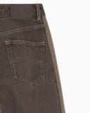 Five-pocket wide-leg denim pants with relaxed fit