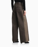 Five-pocket wide-leg denim pants with relaxed fit