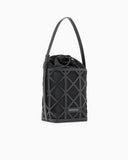 Leather and mesh bucket bag