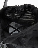 Leather and mesh bucket bag