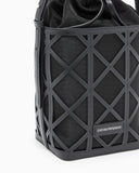 Leather and mesh bucket bag