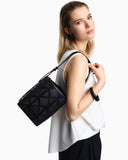 Leather and mesh bucket bag