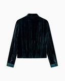 Plissé velvet shirt with a classic collar and long sleeves