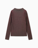 Jumper in viscose jacquard jersey with horizontal stripes