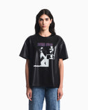 T-shirt in shiny coated jersey with a graphic print