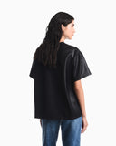 T-shirt in shiny coated jersey with a graphic print