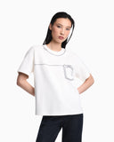 T-shirt in stretch viscose with a pocket outline