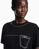 T-shirt in stretch viscose with a pocket outline