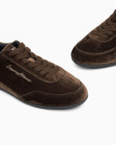 Velvet low-top sneakers with an embroidered side logo