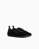 Velvet low-top sneakers with an embroidered side logo