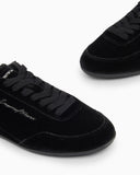 Velvet low-top sneakers with an embroidered side logo