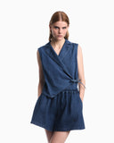 Shorts Denim with pinstripes and elastic waist