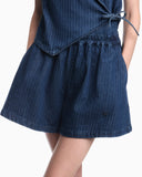Shorts Denim with pinstripes and elastic waist