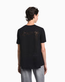 Oversized viscose t-shirt with front and back devoré print
