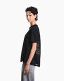 Oversized viscose t-shirt with front and back devoré print