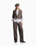 Stretch tech gabardine trousers with pleats