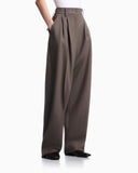 Stretch tech gabardine trousers with pleats