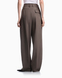 Stretch tech gabardine trousers with pleats