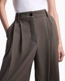 Stretch tech gabardine trousers with pleats