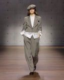 Stretch tech gabardine trousers with pleats