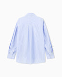 Striped cotton poplin shirt with a single chest pocket