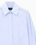 Striped cotton poplin shirt with a single chest pocket