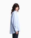 Striped cotton poplin shirt with a single chest pocket
